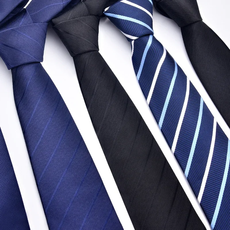 

48*8CM Men's Business Dress Ties Fashion Blue Striped Print Lazy Zipper Tie Wedding Uniform Tie Neck Tie Shirt Accessories