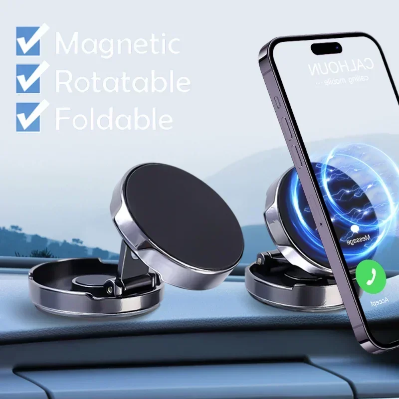 VIKEFON Car Mobile Phone Stand Strong Magnetic Car Holder 720° Foldable Round Bracket Support for Universal Phones Mount Holders