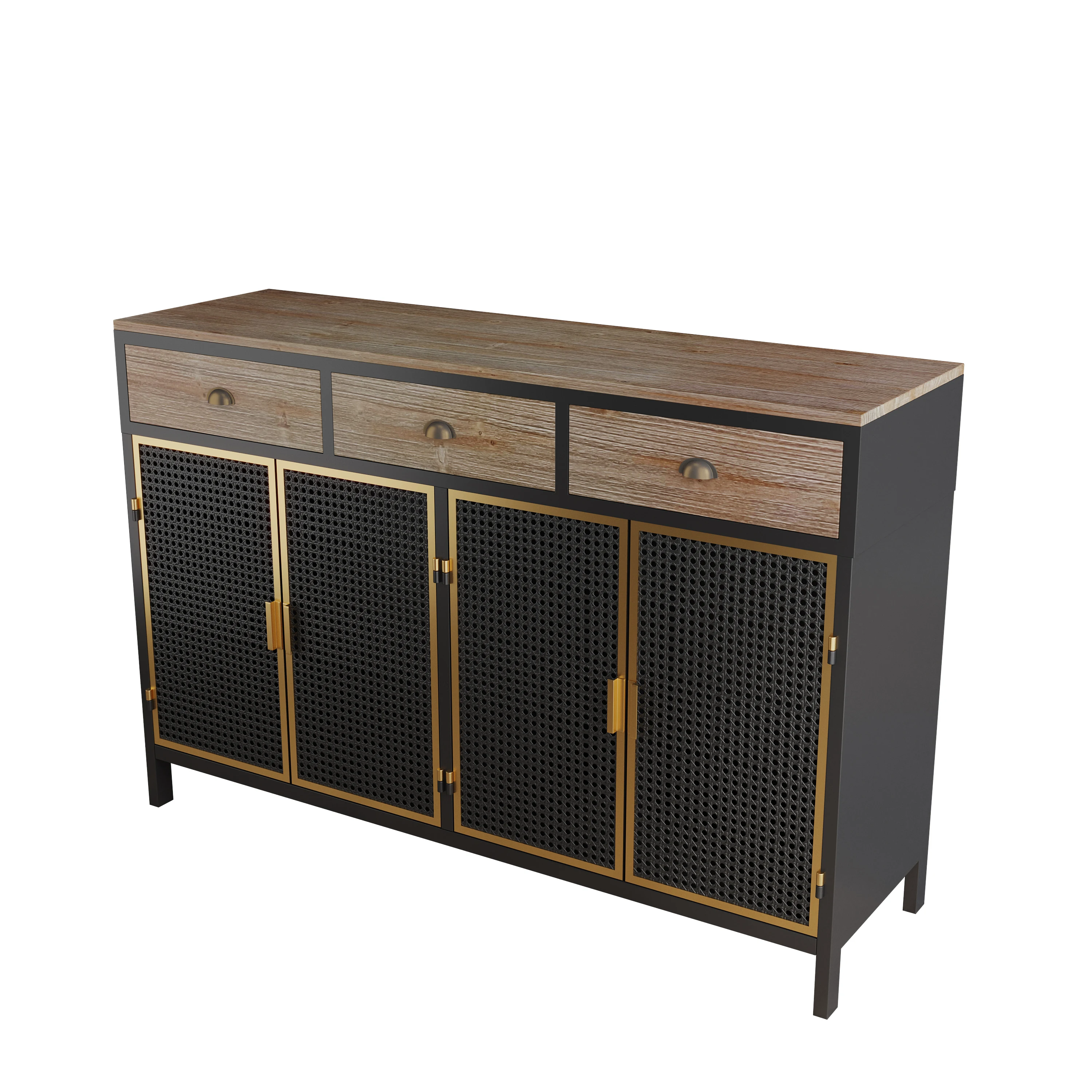 

47.64" Wide 2 Doors Modern Sideboard with 3 Top Drawers, Freestanding Sideboard Storage Cabinet Entryway Floor Cabinet for Livi