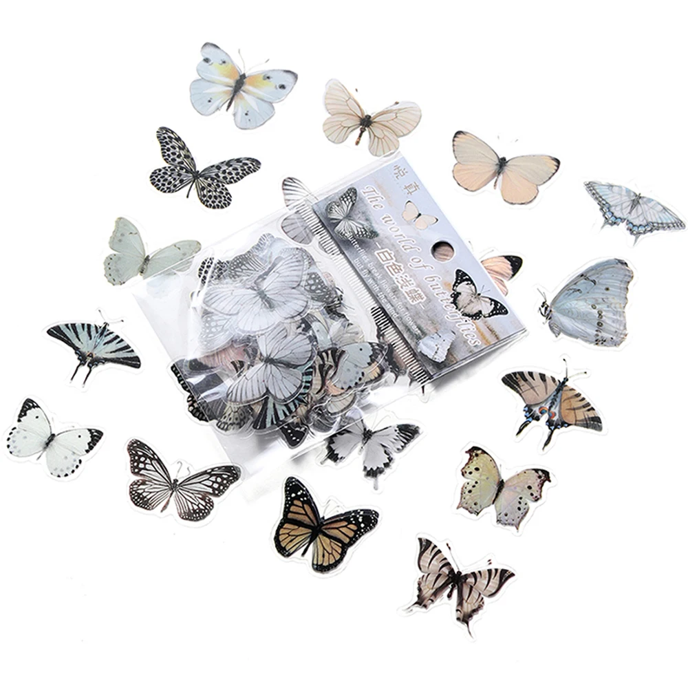 40Pcs/Bag Butterfly 3D Nail Decorative PVC Sticker Epoxy Resin Crafts Fillers Material for DIY Epoxy Resin Molds Book Decor