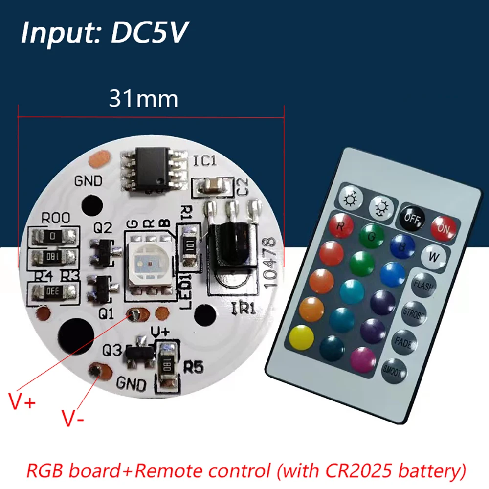 compyi destaque gradiente colorido led rgb placa de luz trabalho com controle remoto inclui bateria cr2025 entrada dc 5v 01