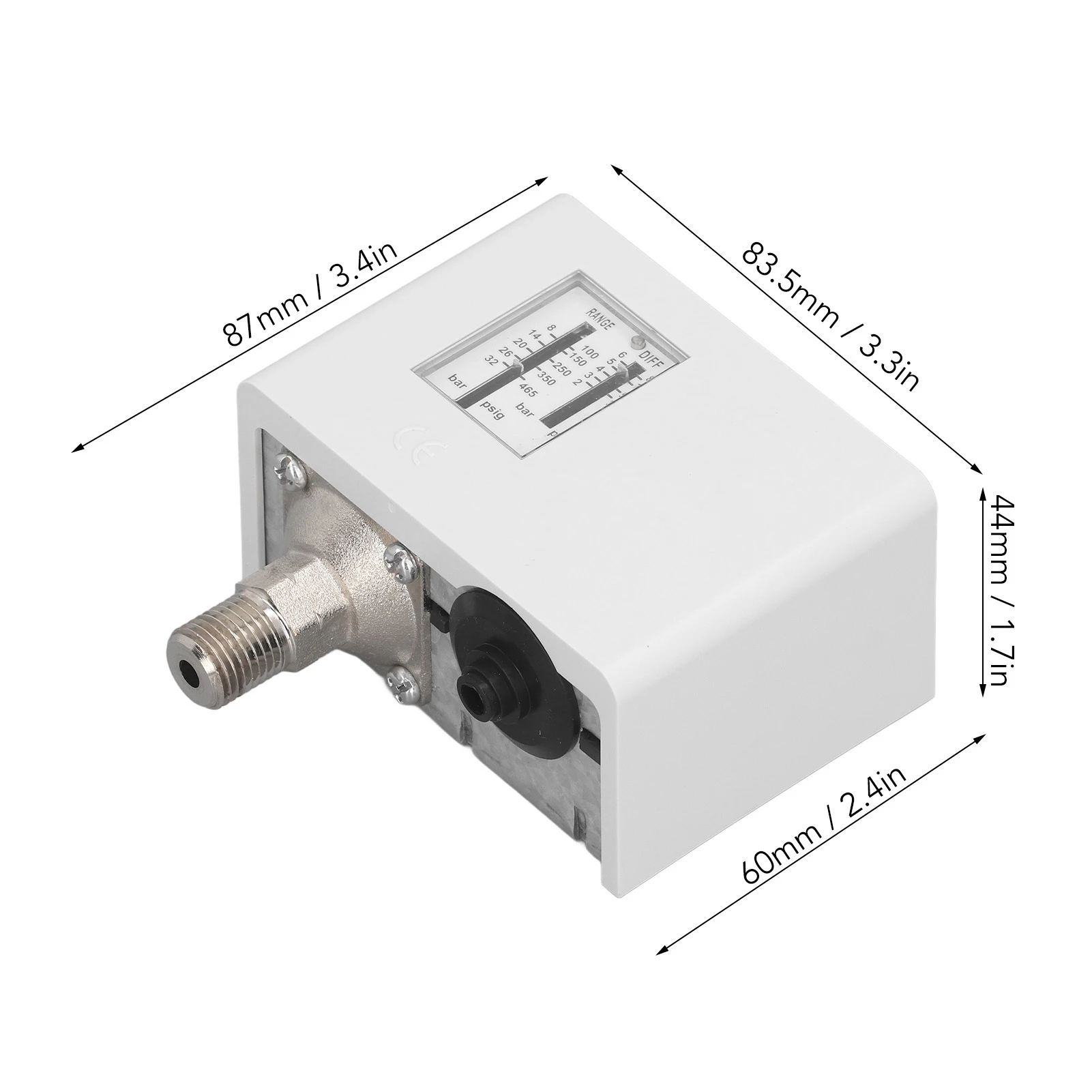 Air Compressor Pressure Switch SPDT Pneumatic Pressure Gauge Adjustable Differential Pressure Controller