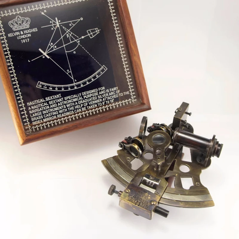 British navigation era furniture antique bronze sextant personality collection wooden box steampunk