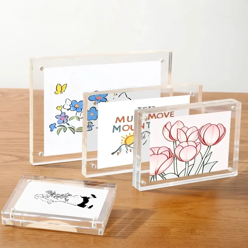 4 แพ็คแม่เหล็กกรอบรูปอะคริลิคใสอะคริลิคคุณภาพสูงสําหรับตกแต่งบ้านสํานักงาน DIY กรอบรูปจอแสดงผล