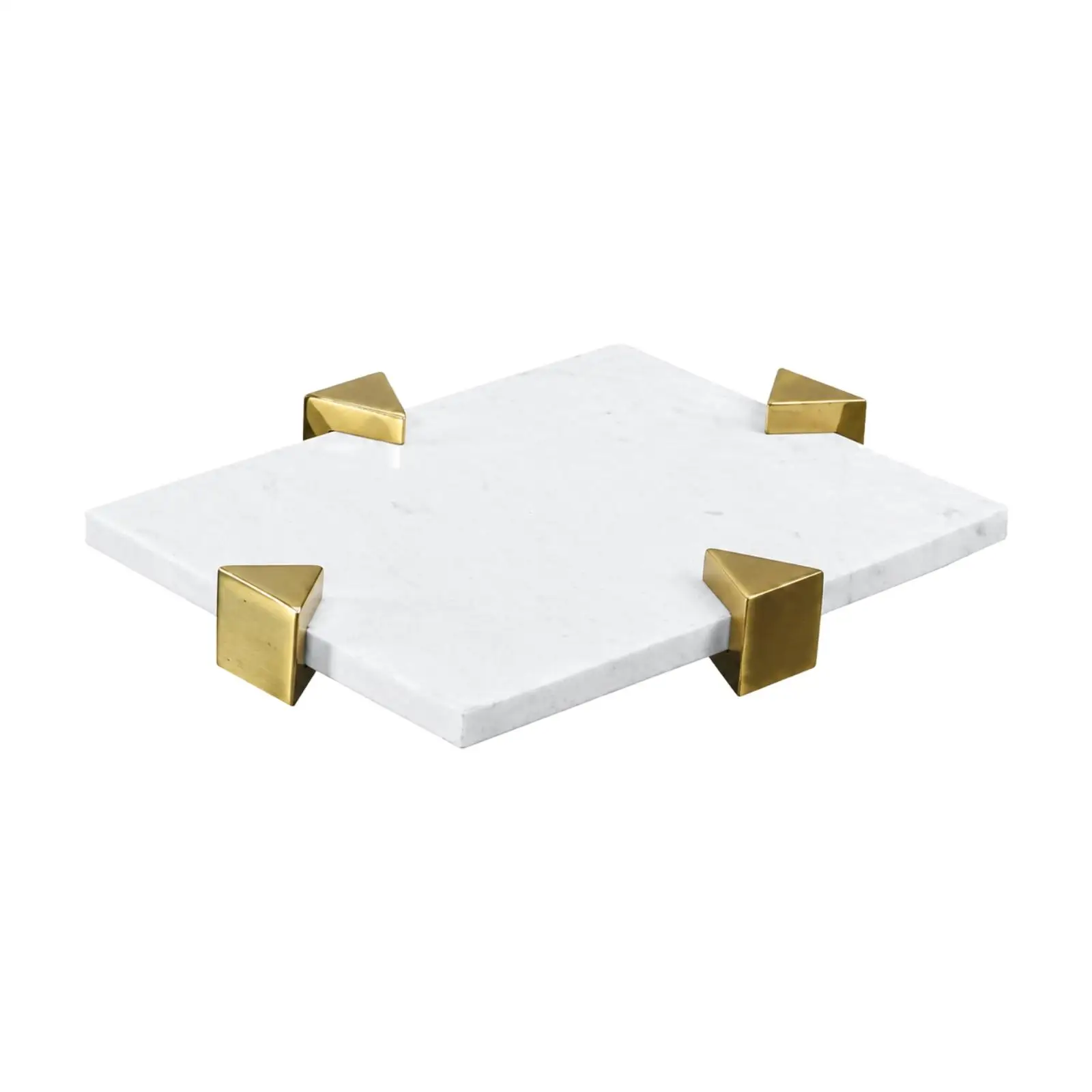 Marble Metal Trim Decorative Tray for Coffee Table Vanity Organizer and Cake Stand
