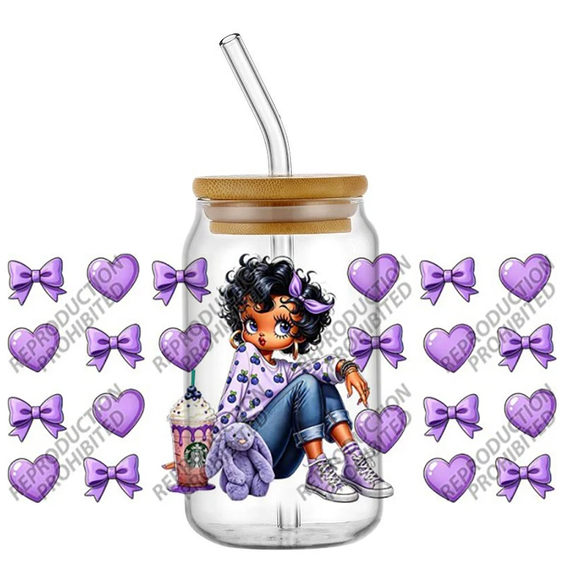 Hotsale Popular Fashion Beauty Baddie Gorgeous 16oz UV DTF 3D Transfer Sticker Decals For Glass Can Cup Craft DIY Creative