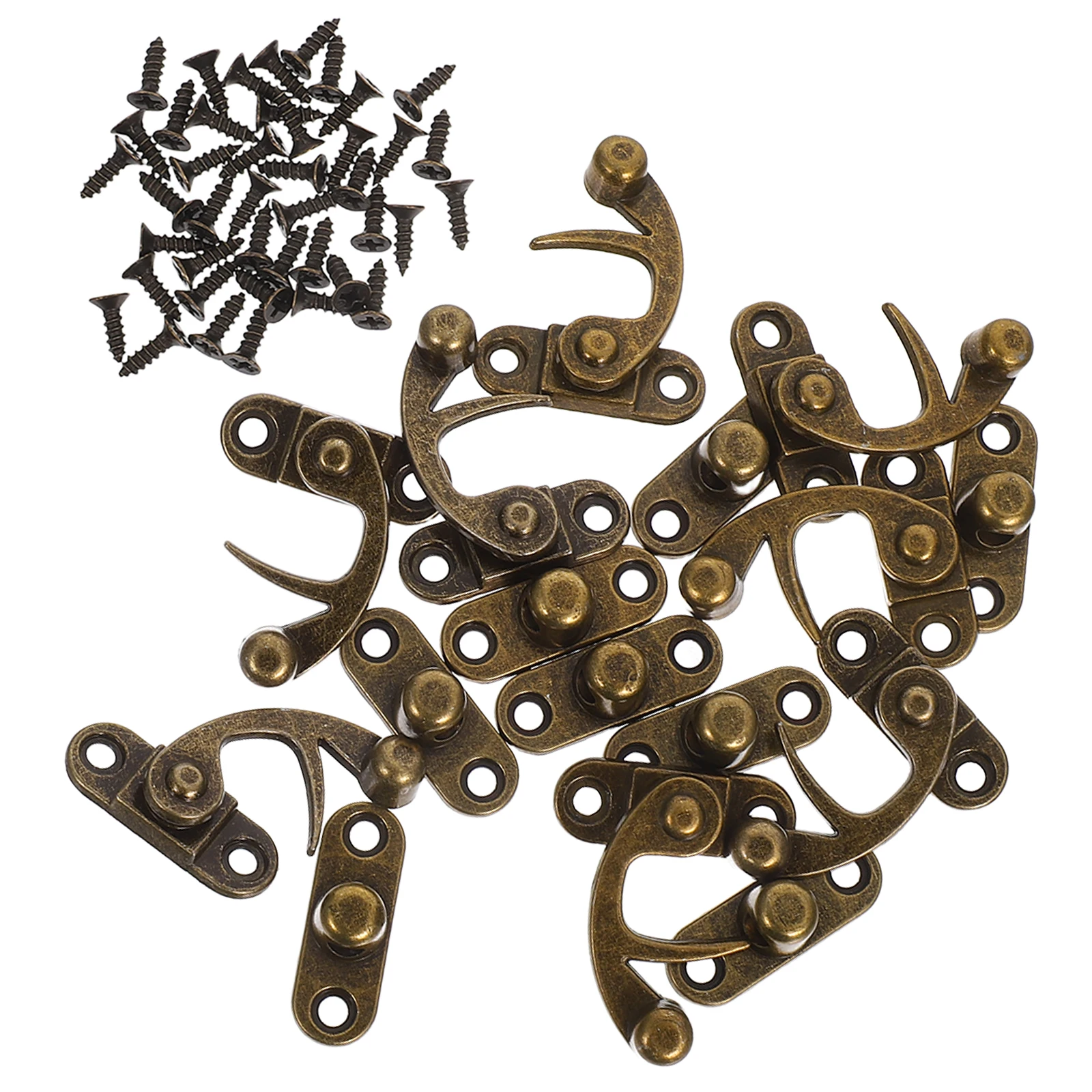 

8pcs Vintage Zinc Alloy Horn Locks Durable Bull Horn Clasp Wooden Jewelry Gift Boxes Retro Decorative Box Hasp With Left Right