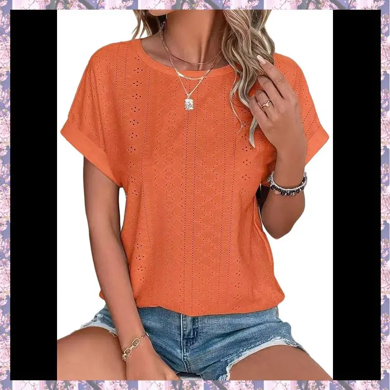 L73A 2025-Womens Tops Short Sleeve Shirts Blouses For Women Dressy Casual Cap Sleeve Tops