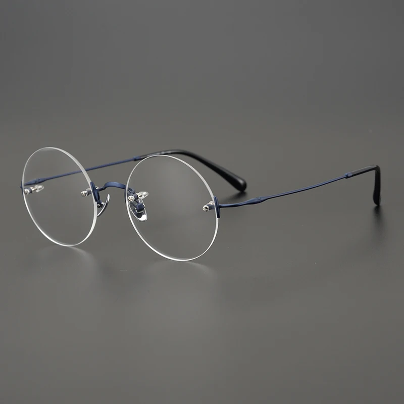 2024 Pure Titanium Round Rimless Glasses Frame Simple Fashion Men Women Small Faces Eyeglasses Light Weight Frameless Spectacles