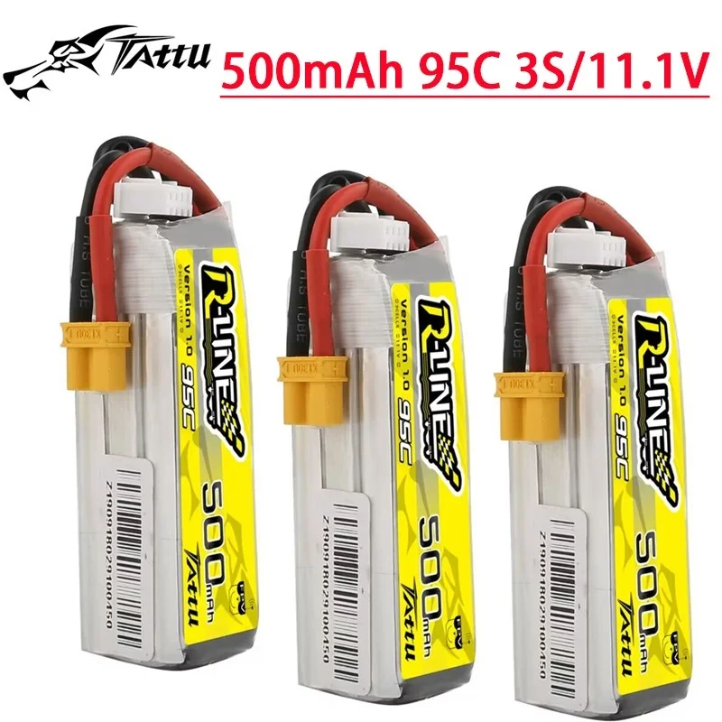 HOT TATTU R-LINE 1.0 95C 500mAh 11.1V Lipo Battery For RC Helicopter Quadcopter FPV Racing Drone Parts 3S Rechargeable Battery