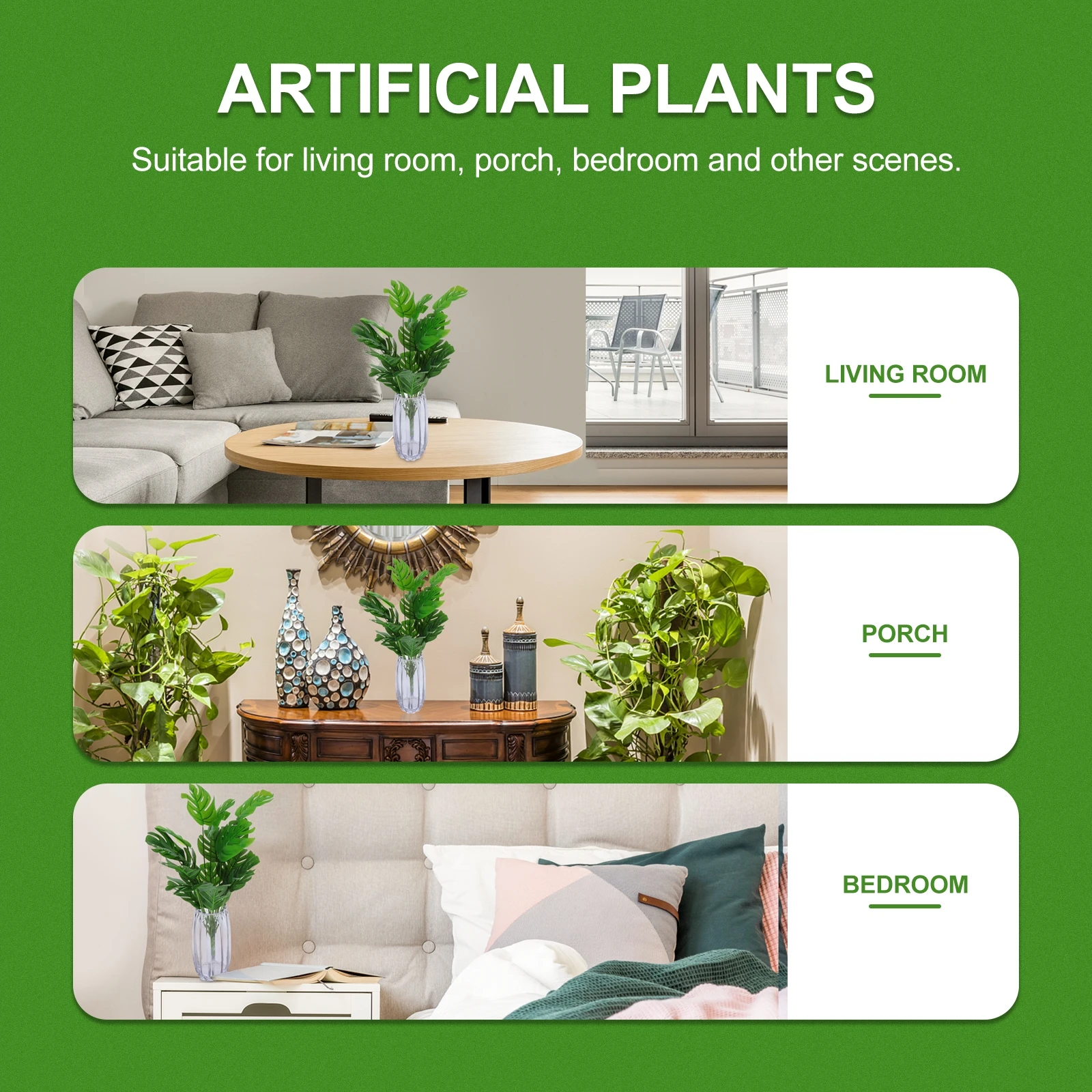 

1pc Artificial Monstera Leaves Branches Realistic Fake Plant For Vase Wedding Home Decor Simulation Greenery Plastic Plants