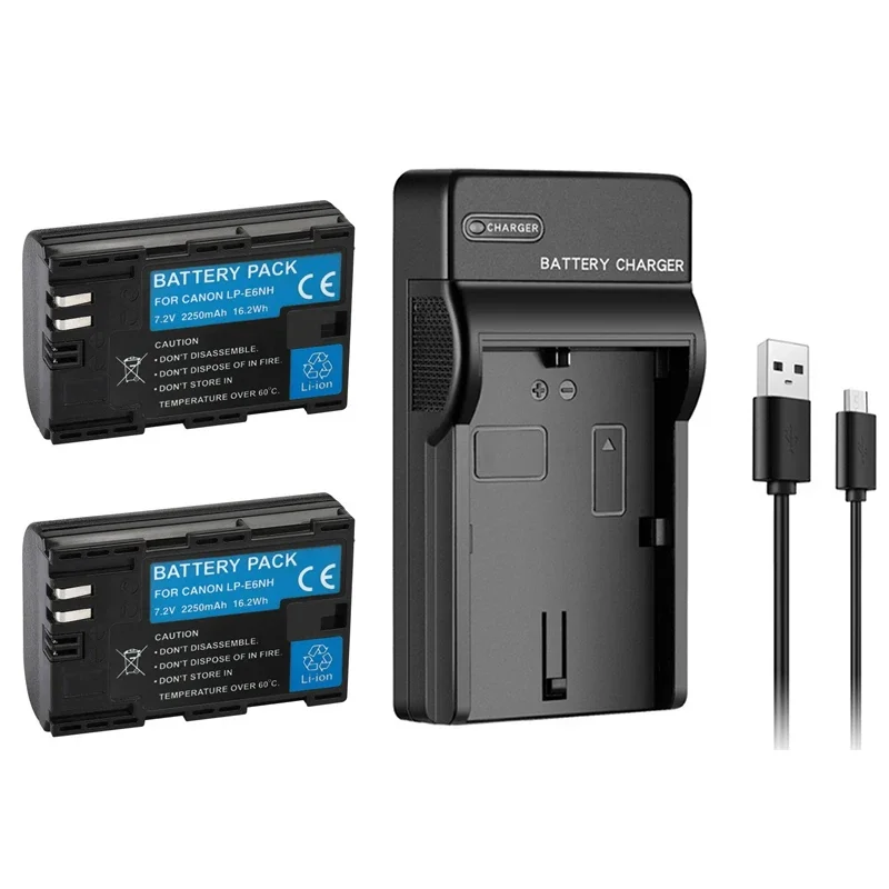 2250mAh LP-E6NH LP E6NH LPE6NH Li-ion Battery 7.2V For Canon EOS R6 R5 R 5D Mark II Mark III Mark IV 7D 70D 80D 90D 6D 60D 5DS R