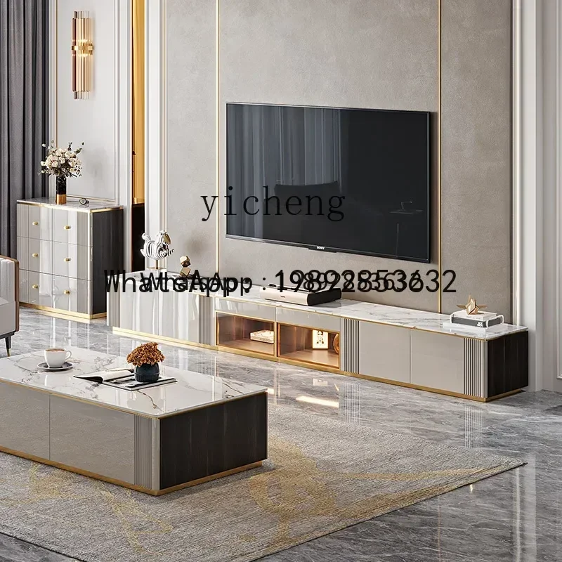 LYY   TV cabinet simple modern living room floor coffee table combination low cabinet floor cabinet rock slab