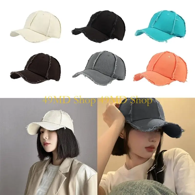 49MD Summer Rough Selvedge Baseball Cap Adjustable Cap Sunscreen Hat Suit Casual Hiphop Cycling Hat for Boy Girls Unisex