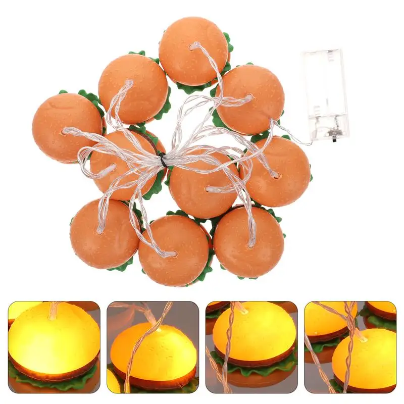 1 Set LED Light String Hamburger Light String Ornament Ice Cream String Light Christmas Tree Photo Props 2m Length 10 LED Lights