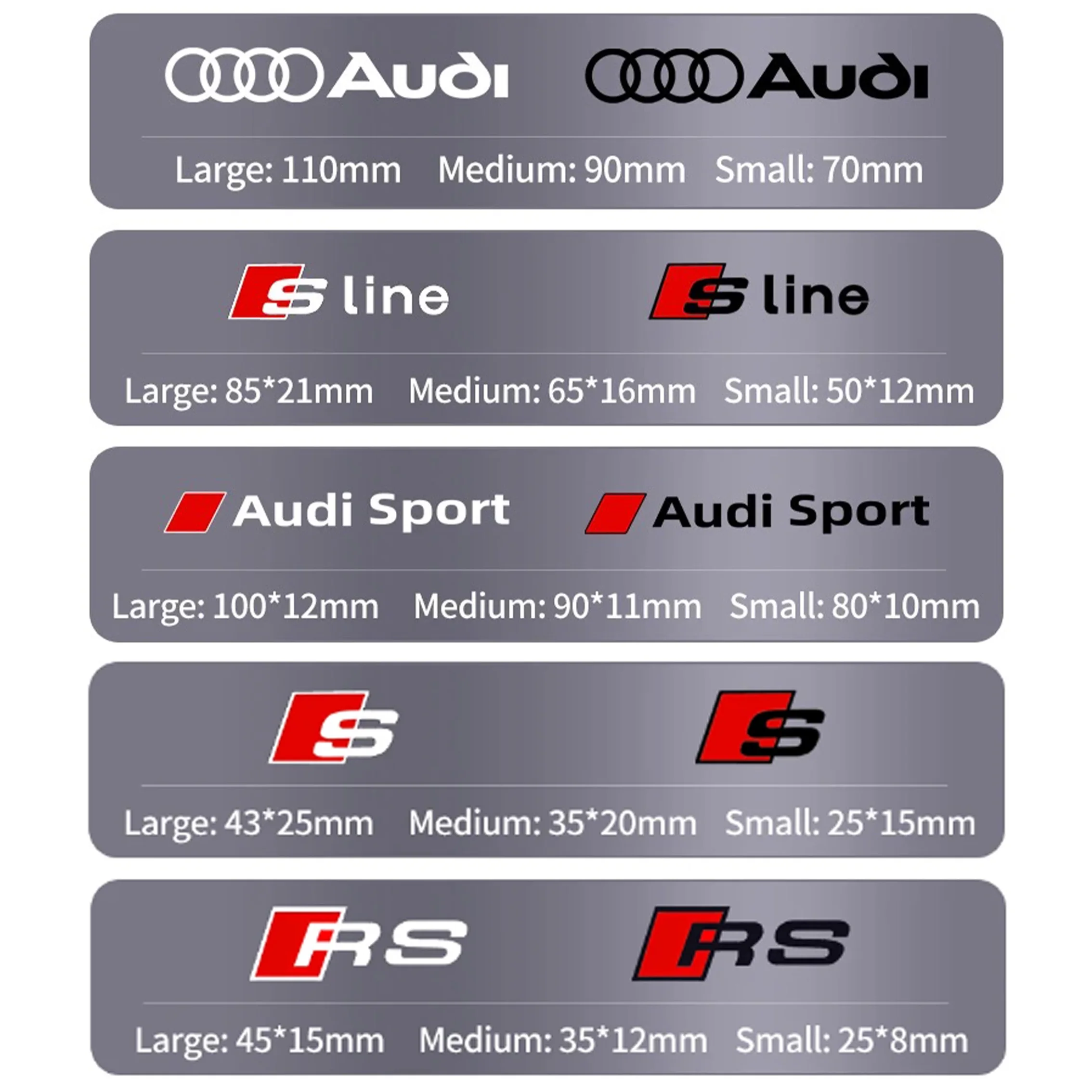 6pcs Caliper Car Sticker Wheel Hub Sline RS Quattro Ceramic Logo For Audi A3 A4 A5 RS6 RS3 RS4 RS5 RS7 Sport A6 Q3 Q5 Q7 S3 S4 S