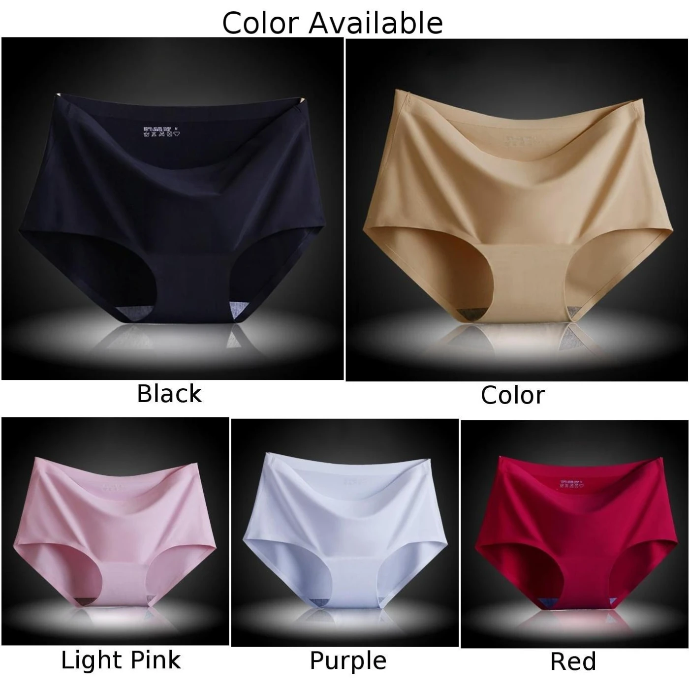 Sexy Women Soft Ice Silk Traceless Middle Rise Brief Knickers Underwear Lingerie Panties Smooth Breathable Casual Ladies Briefs