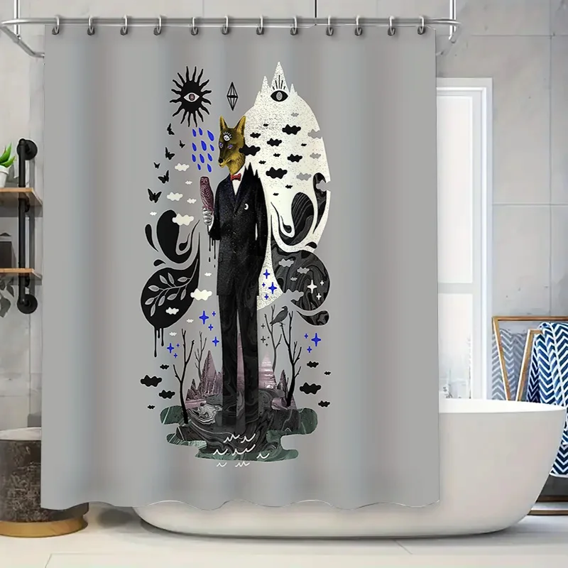 

Готическая занавеска для душа ужасов, гобелен темной академии, макабр, домашний декор, жуткий набор для ванной комнаты на Хэллоуин, винтажное готическое искусство