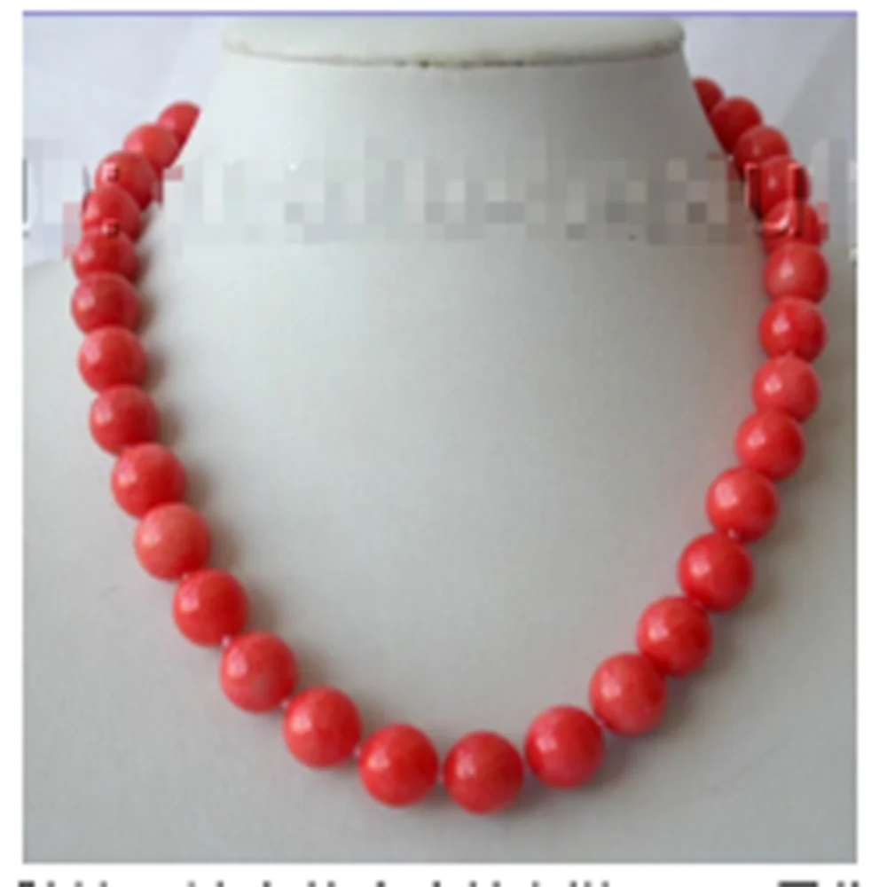 wholesale factory price High-quality Jewelry real  big 10MM ROUND natural pink red CORAL BEADS necklace Collier Halsk