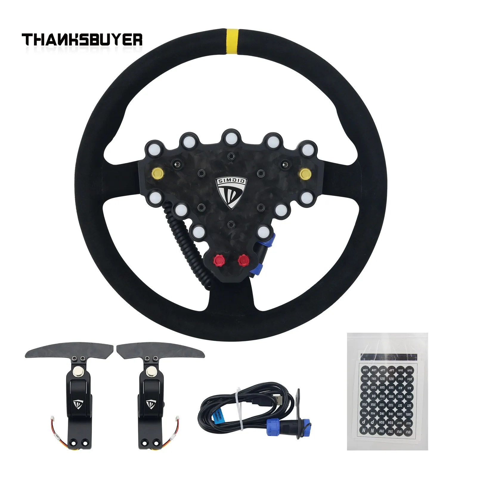 

SIMDID 320mm/12.6" GTW Steering Wheel Racing Simulator for Quick Release with 70mm/2.8" Hole Spacing