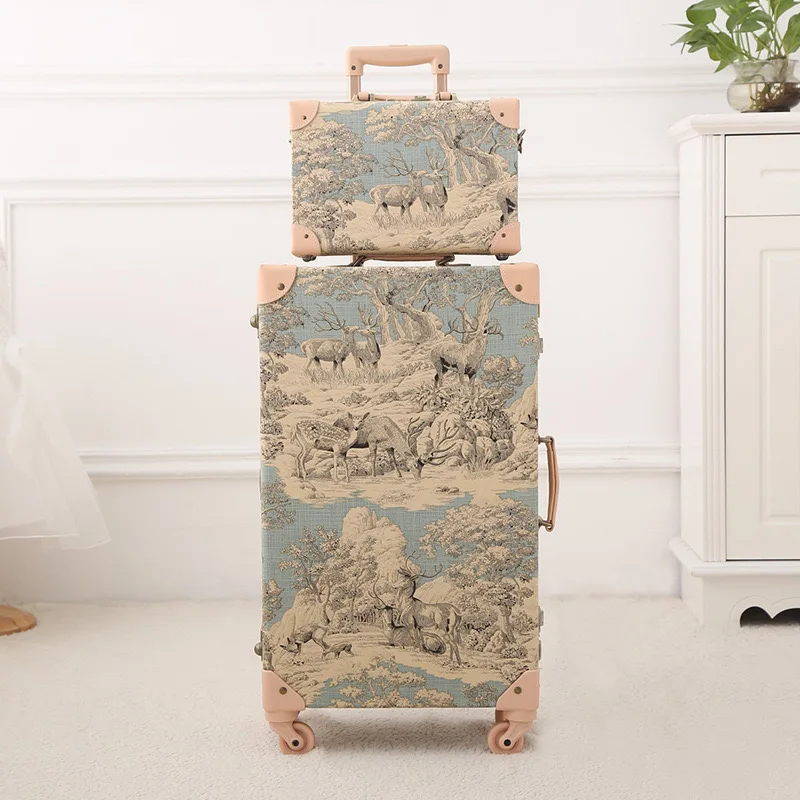 Vintage Suitcase High-Grade Spinner Wheels Luggage Boarding Trolley Case Leather Suitcase Set 20‘’24‘’26‘’ Inch