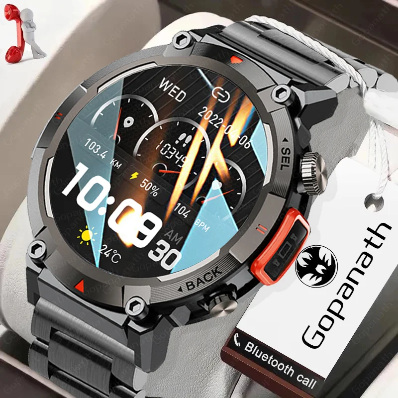 2023New Outdoor Smartwatch For Men With Flashlight Multi-Sport Fitness Blood Pressure IP67 Waterproof Smartwatch For Android IOS