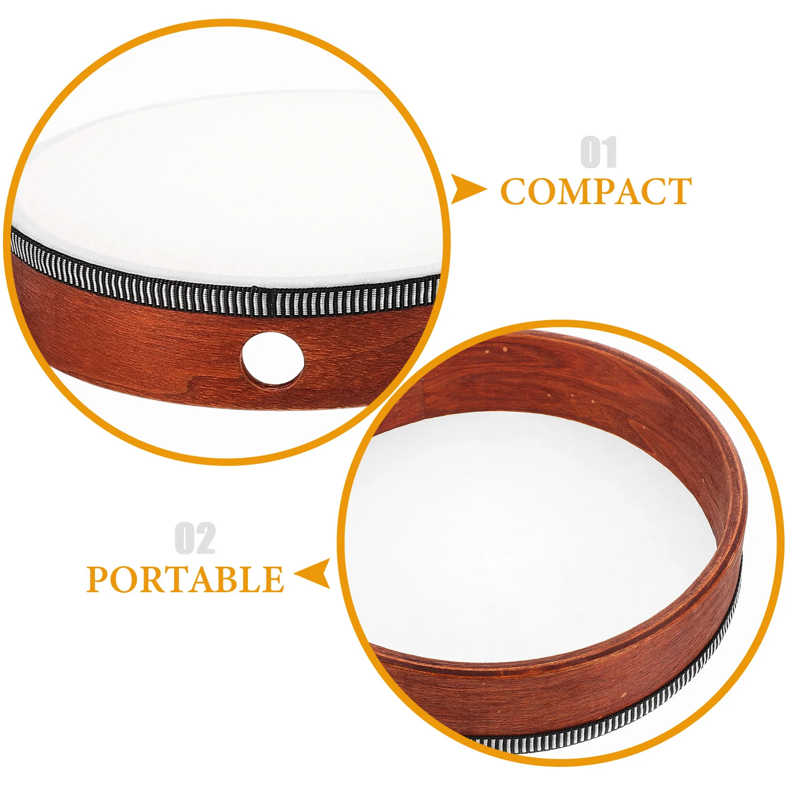 2 Stück 20,3 cm großes Holz-Tamburin-Handschlaginstrument, sorgfältig handgefertigt, vielseitige Verwendung für Anfänger, Musiker