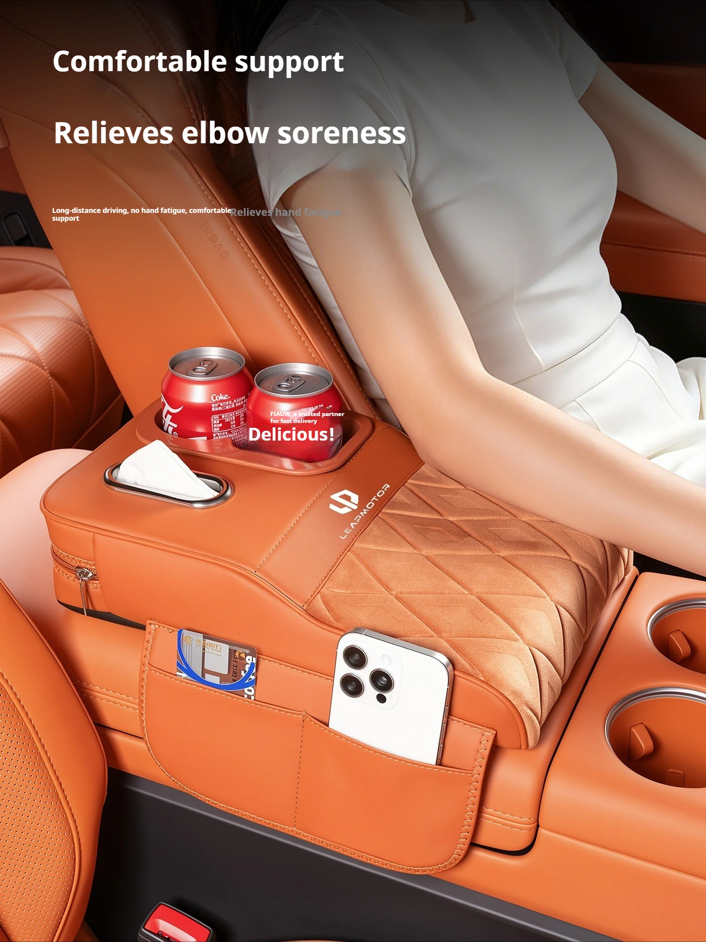 Fit For Leapmotor B10 C10 C16 Suede Armrest Box Protective Cover Storage Box Raised Pad Interior Car Modification
