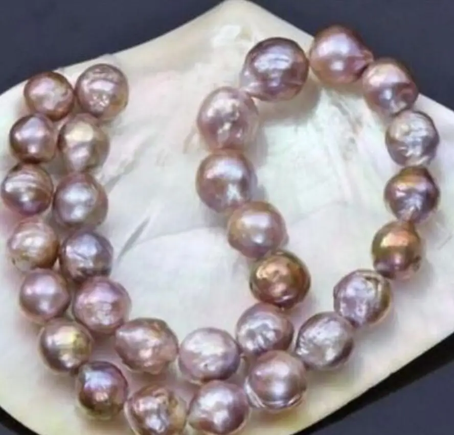 

10-11mm natural south seas pink purple kasumi pearl necklace 18inch