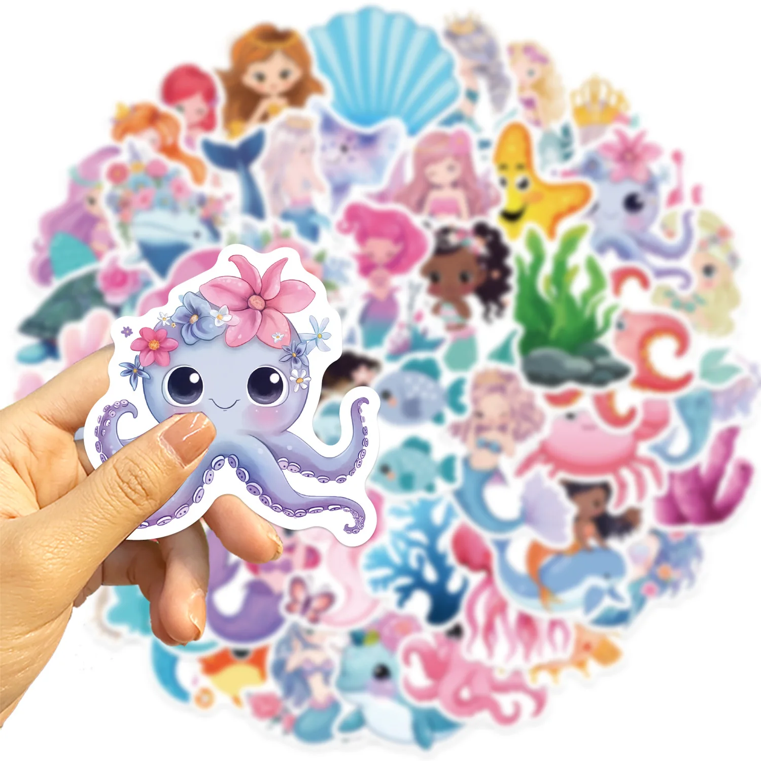 50Pcs Little Mermaid Stickers for phone Laptop, Cups, Water Bottles