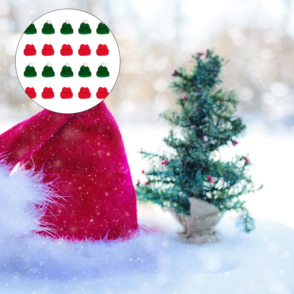 

Woolen Mini Hat Christmas Decor Handmade Craft for Knitting Ornament Creative Tree Embellishment Santa Claus Cover