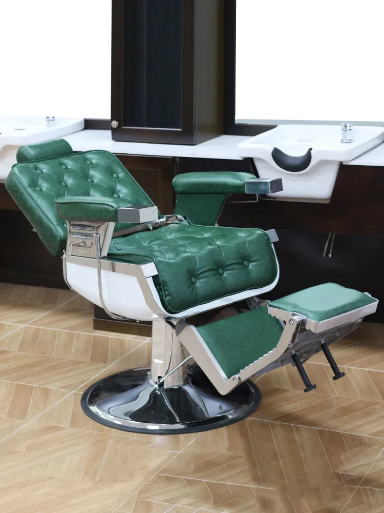 

Men's retro oil-head chair Barber's hair salon can be put down for dyeing, cutting and shaving.