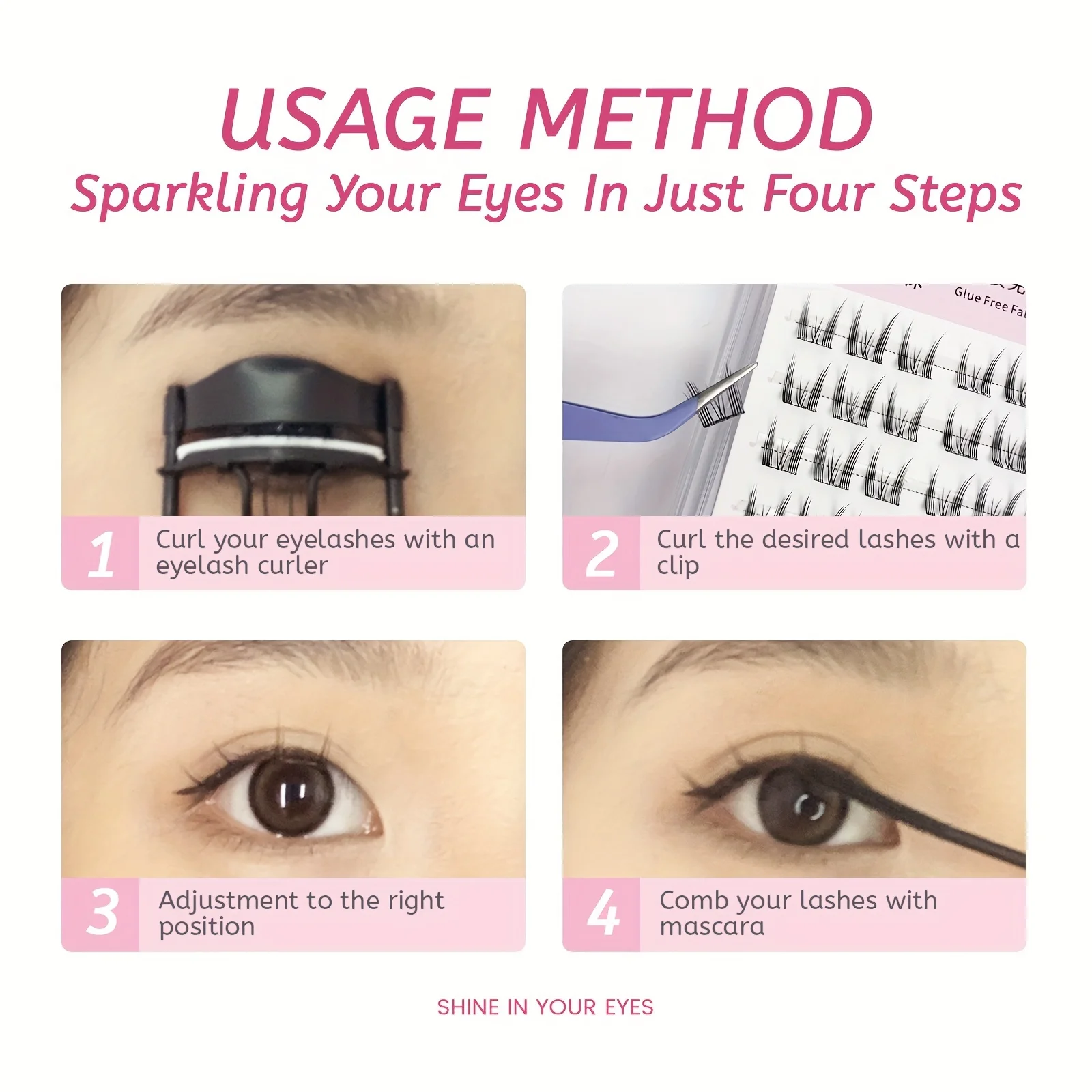 Ciglia finte senza colla, ciglia finte a grappolo simulate autoadesive riutilizzabili a bastoncino rapido trucco occhi fai da te a casa ciglia G