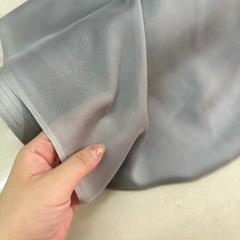 Japan Imported 15 Mmi Gray Silk Chiffon Fabrics By Meter Translucent Elegant Light Silk Scarf Mulberry Fabric DIY Clothing