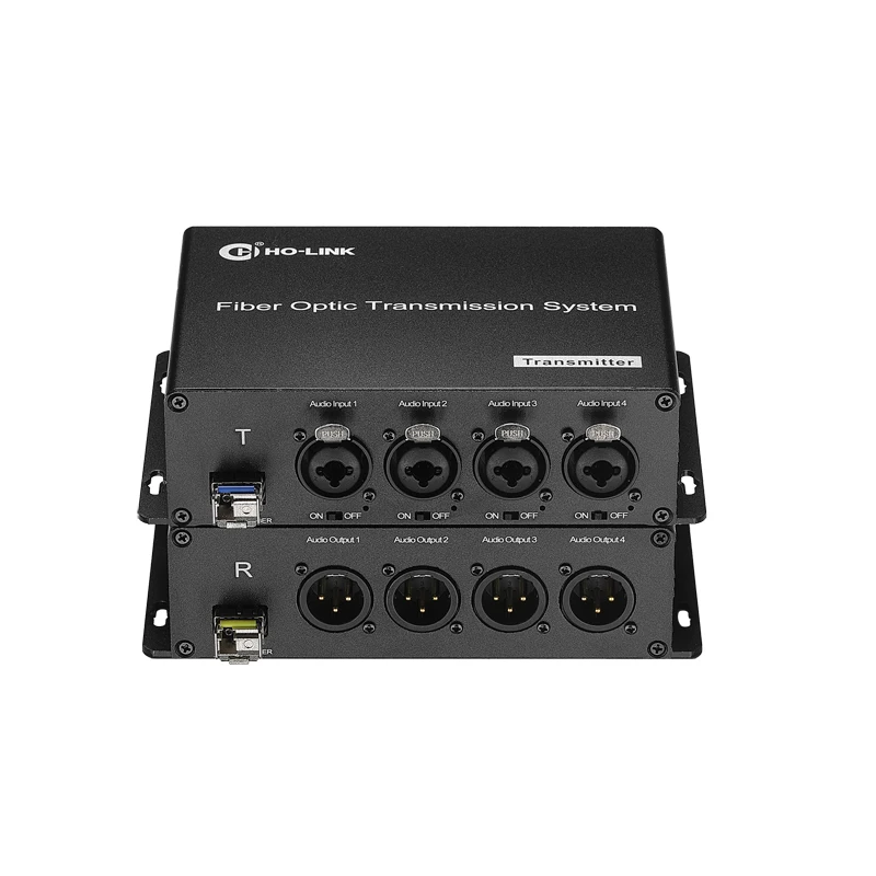 4 منافذ صوت XLR متوازنة للأمام عبر محول الألياف/موسع 48VDC موصل LC لإمداد الطاقة الوهمي عبر SFP #1