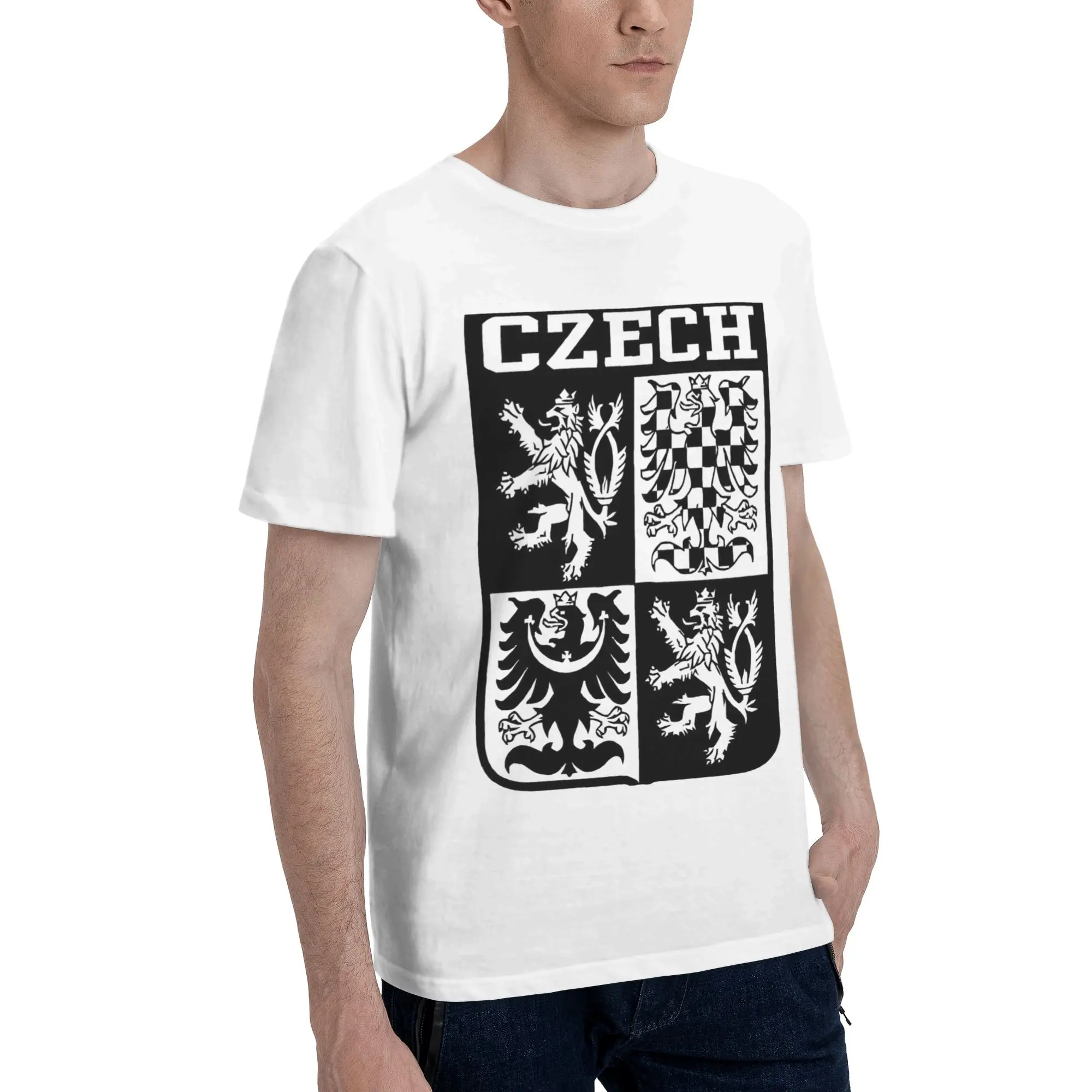 Czech Republic Coat of Arms Tee Shirt for Men Women Graphic Printing T Shirts  Cotton Clothes