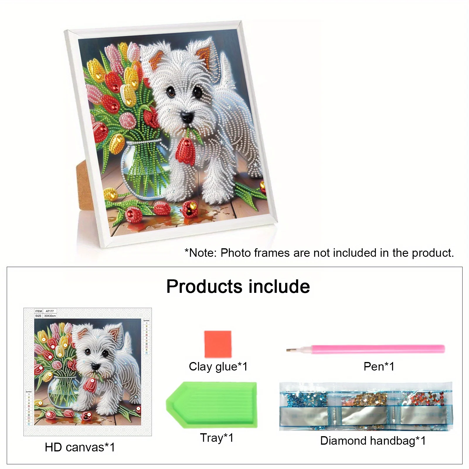 DIY Dog and flowers5D Special Shape Diamond Art Kits for Beginners,Diamond Art Painting Kits for Home Wall Decoration Gift