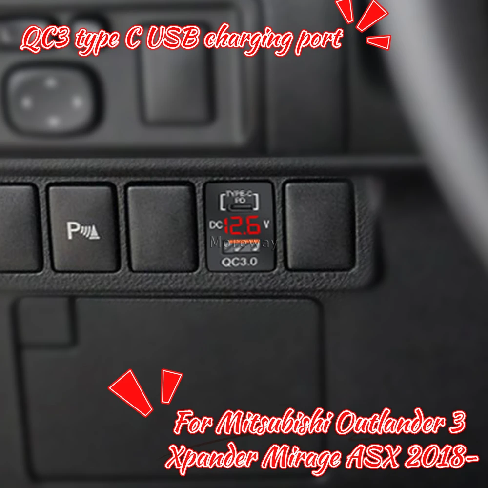 LED Qc 3 Smart Fast Charger Cigarette Lighter Adapter Socket for Mitsubishi Outlander 3 Xpander 2016 Pajero Sport Accessories