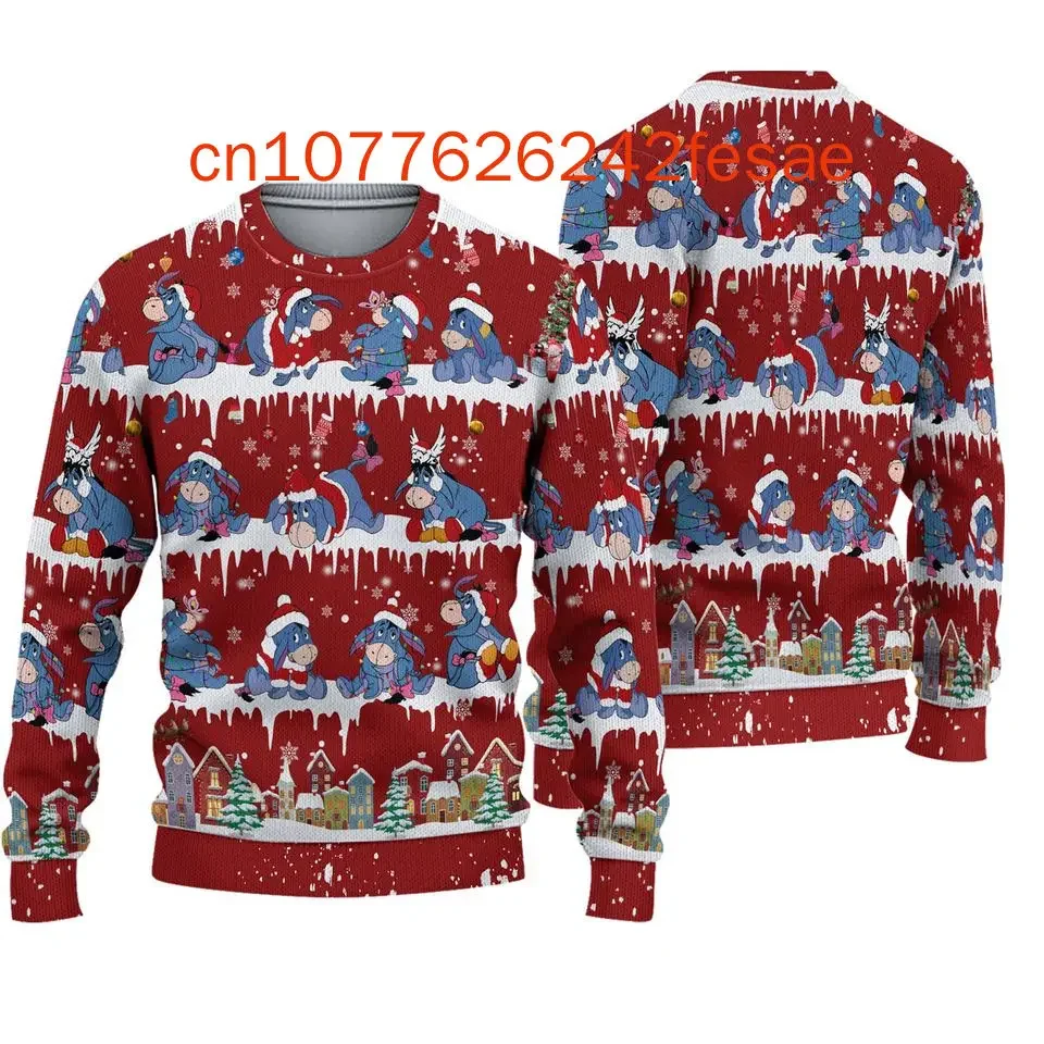

Disney Eeyore Ugly Sweater 3D Printed Casual Street Y2K Men's and Women's Long Sleeve Round Neck Top