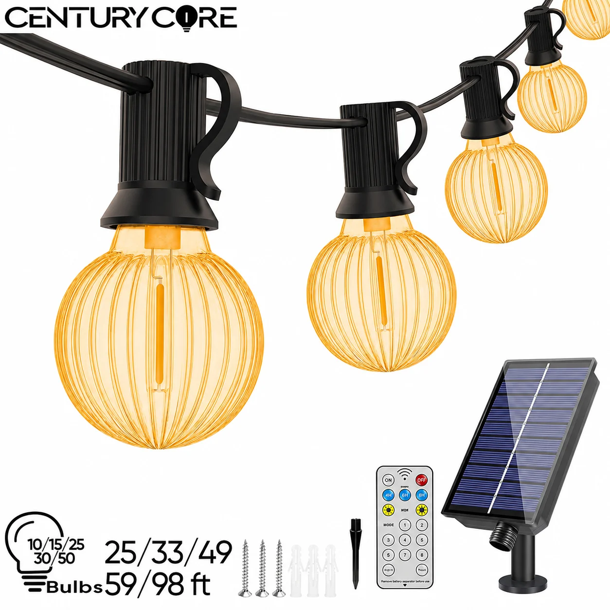 Outdoor Solar String Light G40 Pumpkin Shaped Halloween LED 24V Globe Waterproof Shatterproof Lights for Garden Backyard Cafe