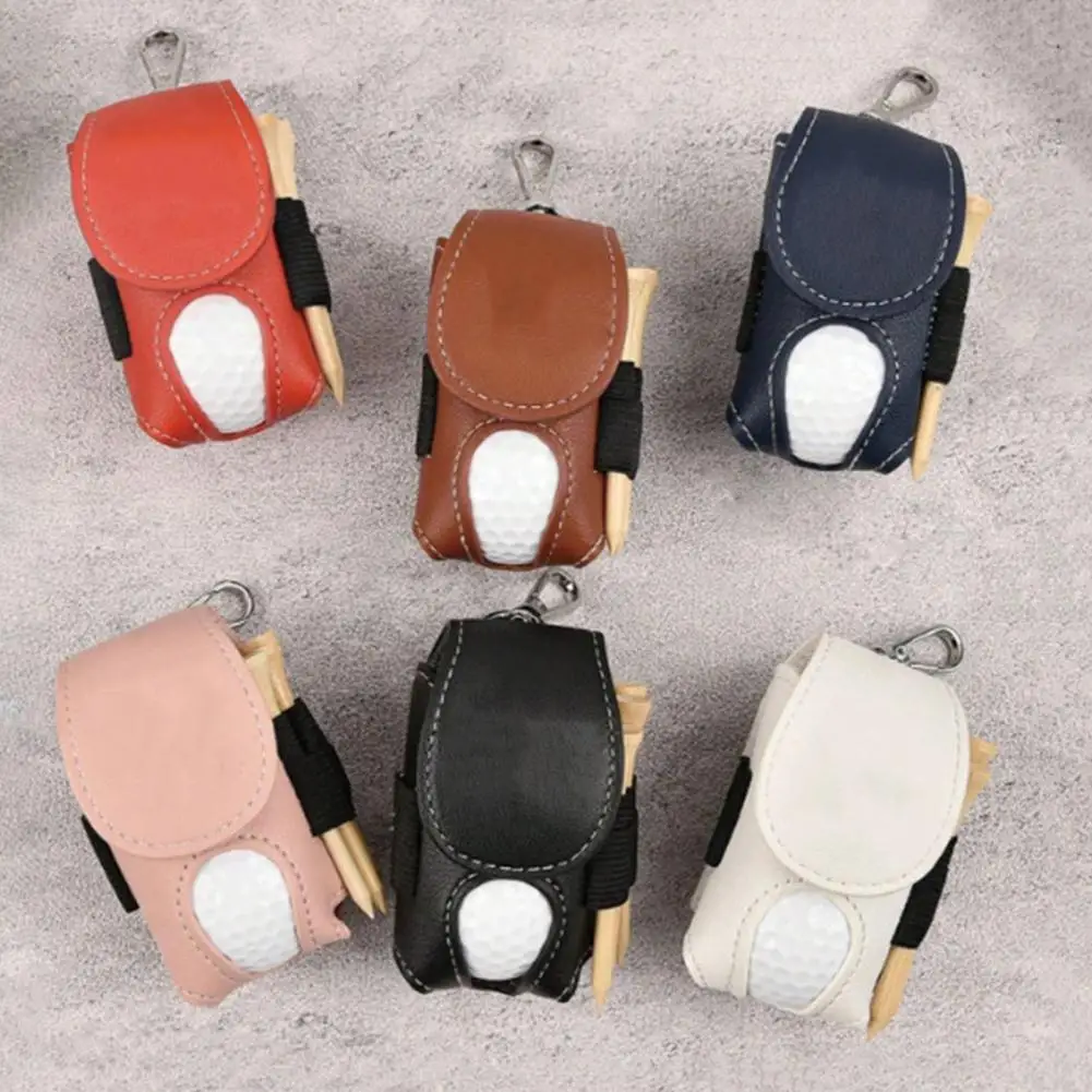 Golf Ball Waist Bag With Clip Waterproof Faux Leather Golf Ball Tee Tools Accessories Organizer Pouch Holder Men Women Golf