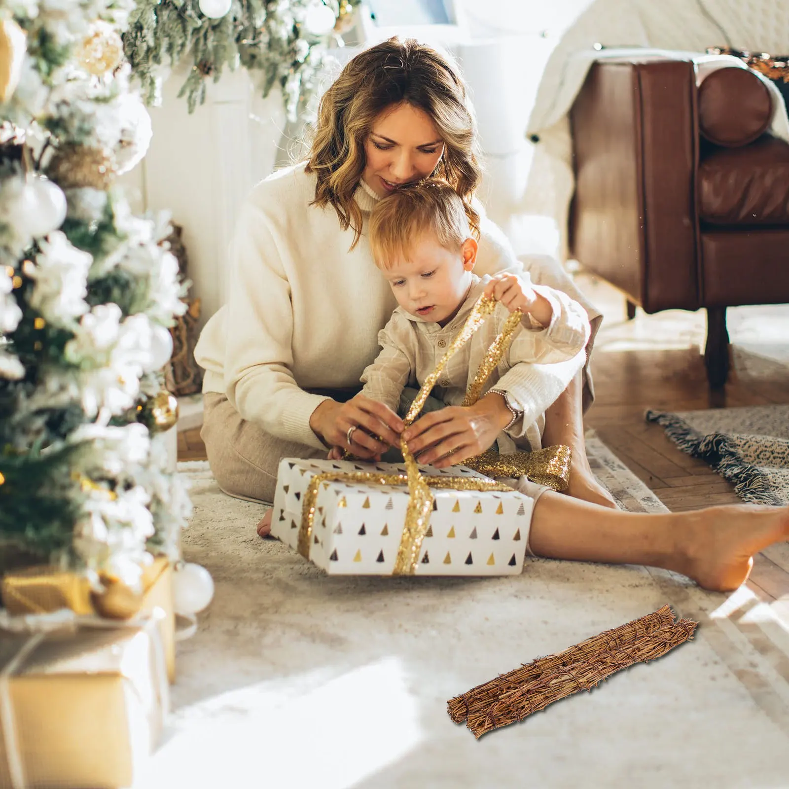 

2Pcs Rattan Wreath DIY Frame Natural Garland Branch Home Decoration Christmas Craft Supply Rattan Stripe Wreath DIY Branch