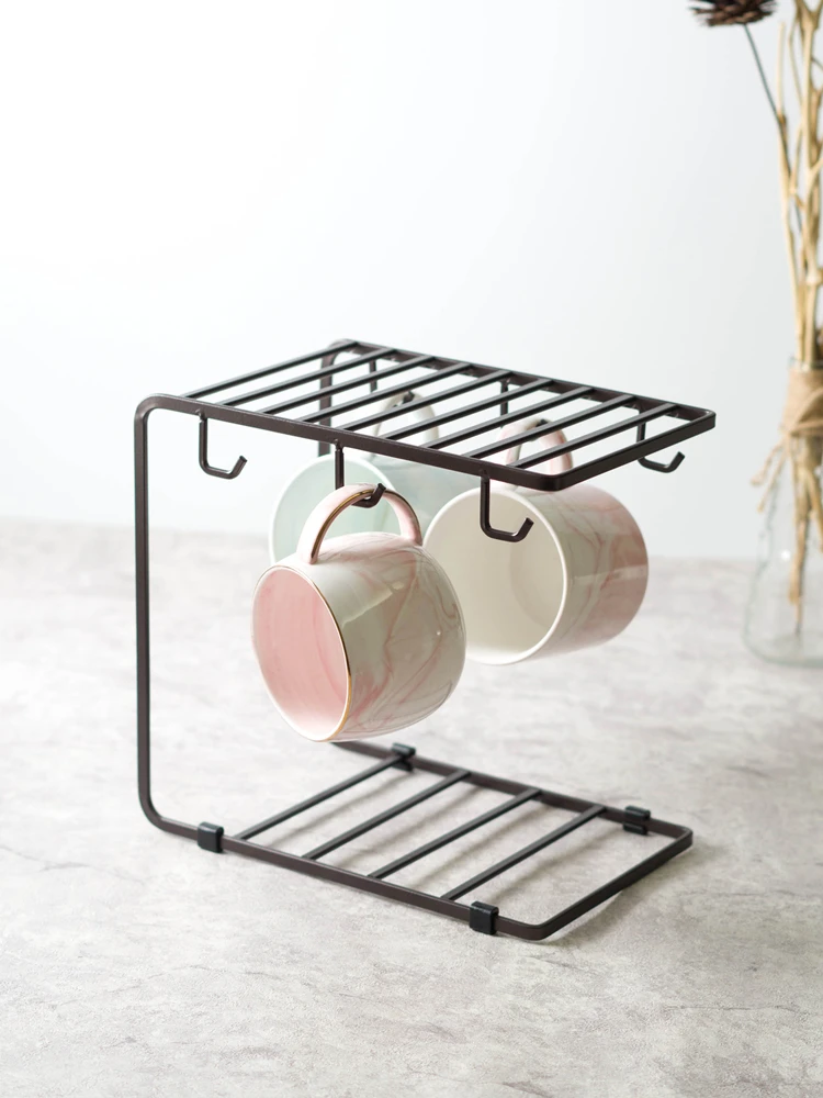 

Modern Minimalist Cup Holder Rack Creative Coffee Cup Stand Home Living Room Cup Storage Drainage Rack Metal Material