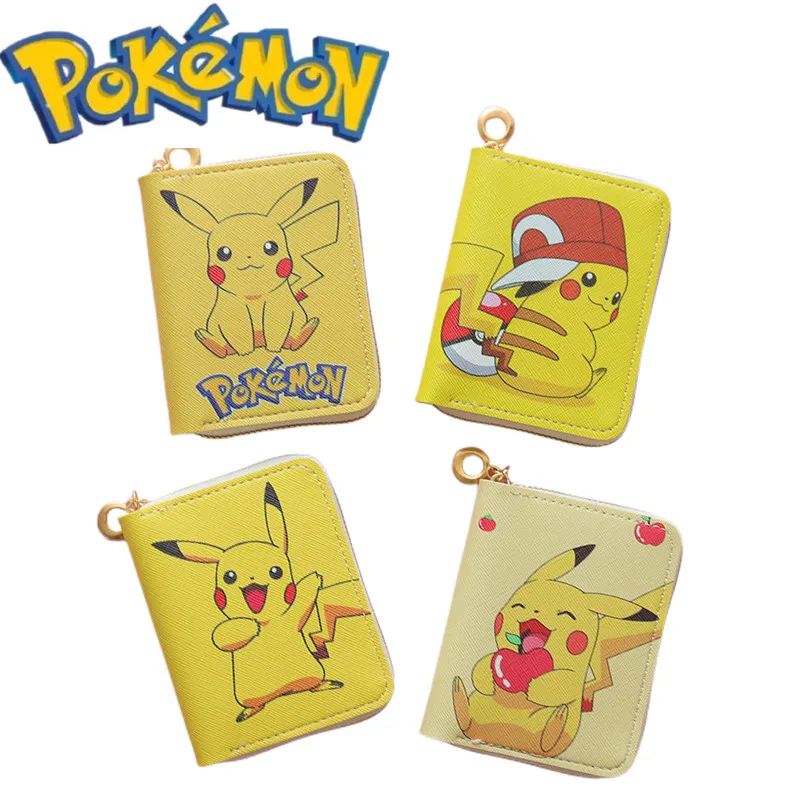 Pokemon Purse Japanese Cartoon Cute Coin Purse Around Pikachu Wallets Fashion Leather Zipper Wallet Children Adult Birthday Gift