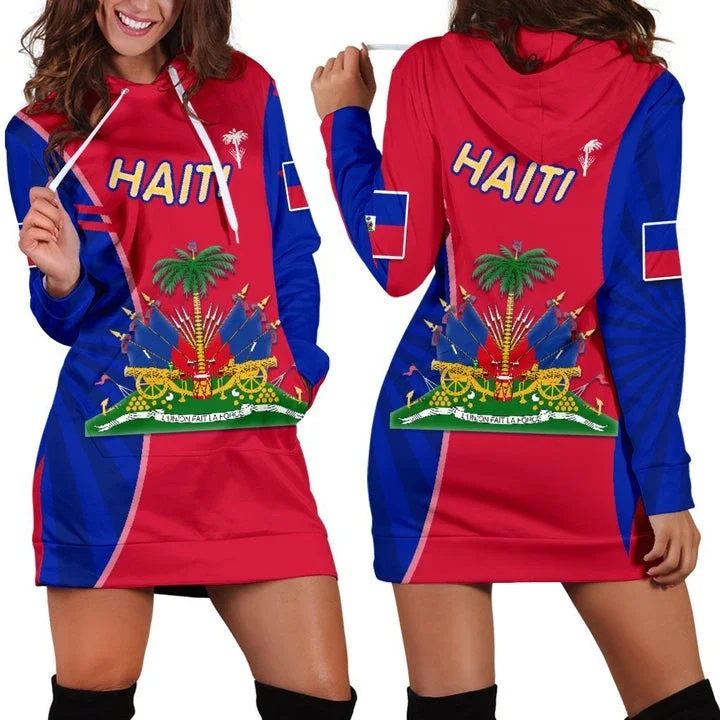 

2024 New Fashion Flag Caribbean Sea Haiti Island Retro Harajuku 3DPrint Funny Pullover Casual Sexy Women Hoodie Dress