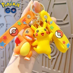 Pokemon Cartoon Keychain Cute Pikachu Gengar Jigglypuff Charizard Backpack Decoration Pendant Keychain Doll Machine Small Gift