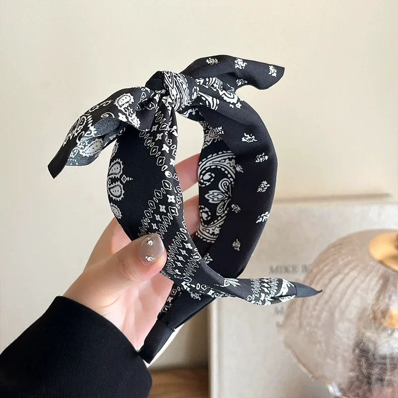 عصابة رأس أنيقة من القماش بطباعة الكاجو واسعة للنساء ملابس ريترو عند الخروج، عصابة رأس عصرية لغسل الوجه للفتيات #3
