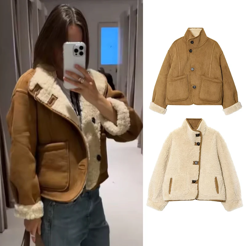 

New Women's Jackets Winter 2025 Fashion Elegant Women 2-sided Coats Chic Thick Warm Winter Jacket Street Youth Holiday Outerwear