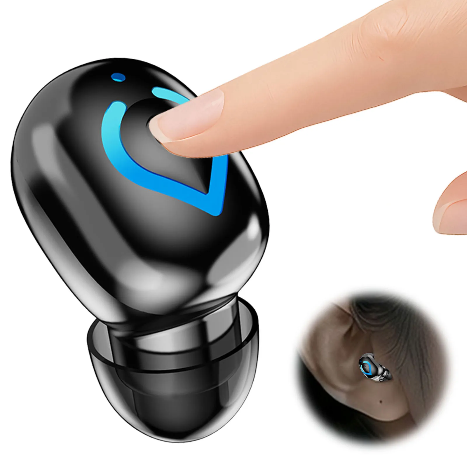 BT 6.1 Wireless Mini Single Earbud With Mic In-Ear Sports Headphones Handsfree Single Headset for Smart Phones PC TV Audiobook