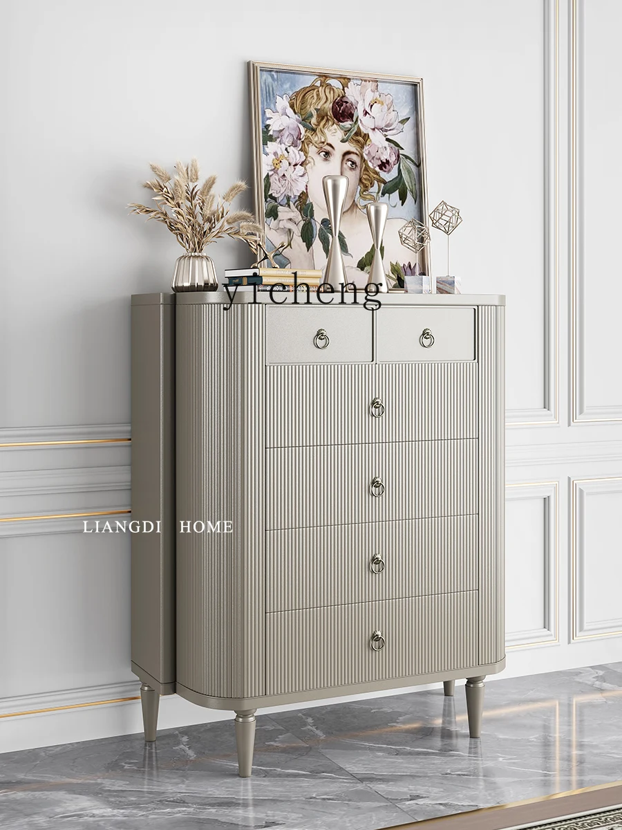 

LSL Light Luxury Solid Wood Entrance Cabinet Bedroom Living Room Internet celebrity Locker Multifunctional Cabinet Side Cabinet